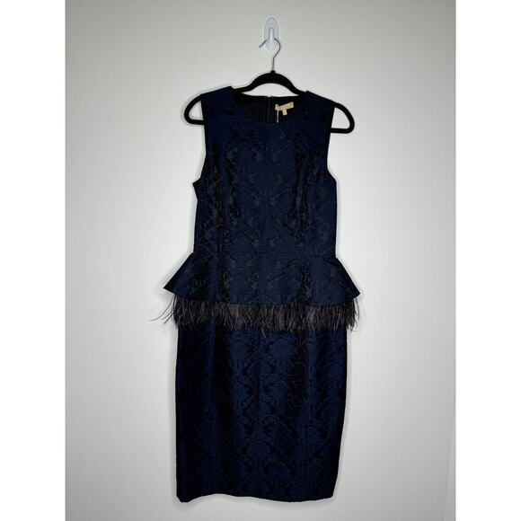 NWT MICHAEL KORS COLLECTION Navy Blue Lace Pattern Knee-Length Dress - Picture 3 of 12